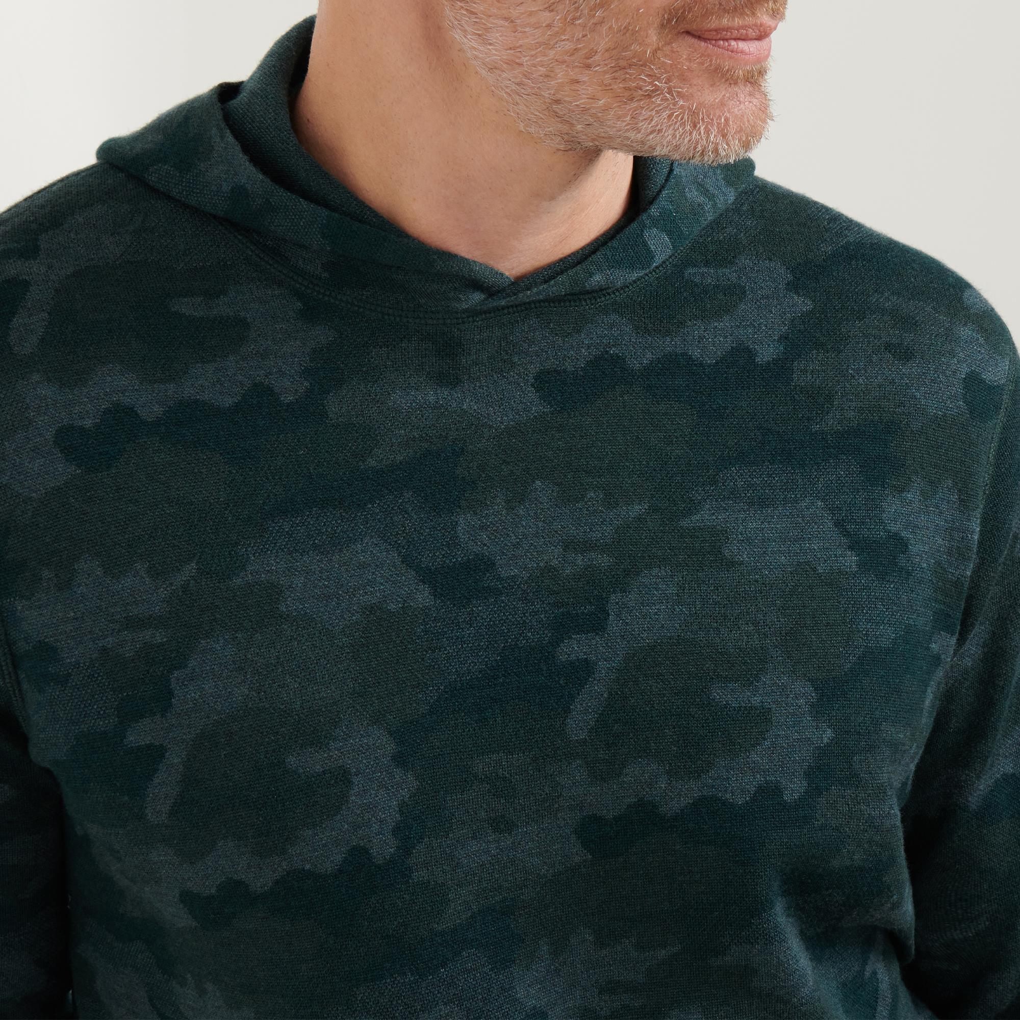 Peter Millar Reversible Camo Popover Mens Hoodie Deep Verdant